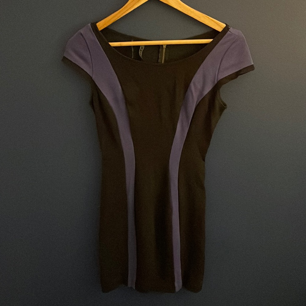 Guess black and purple dress with mesh back